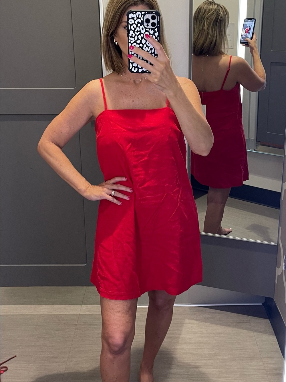 Red mini dress